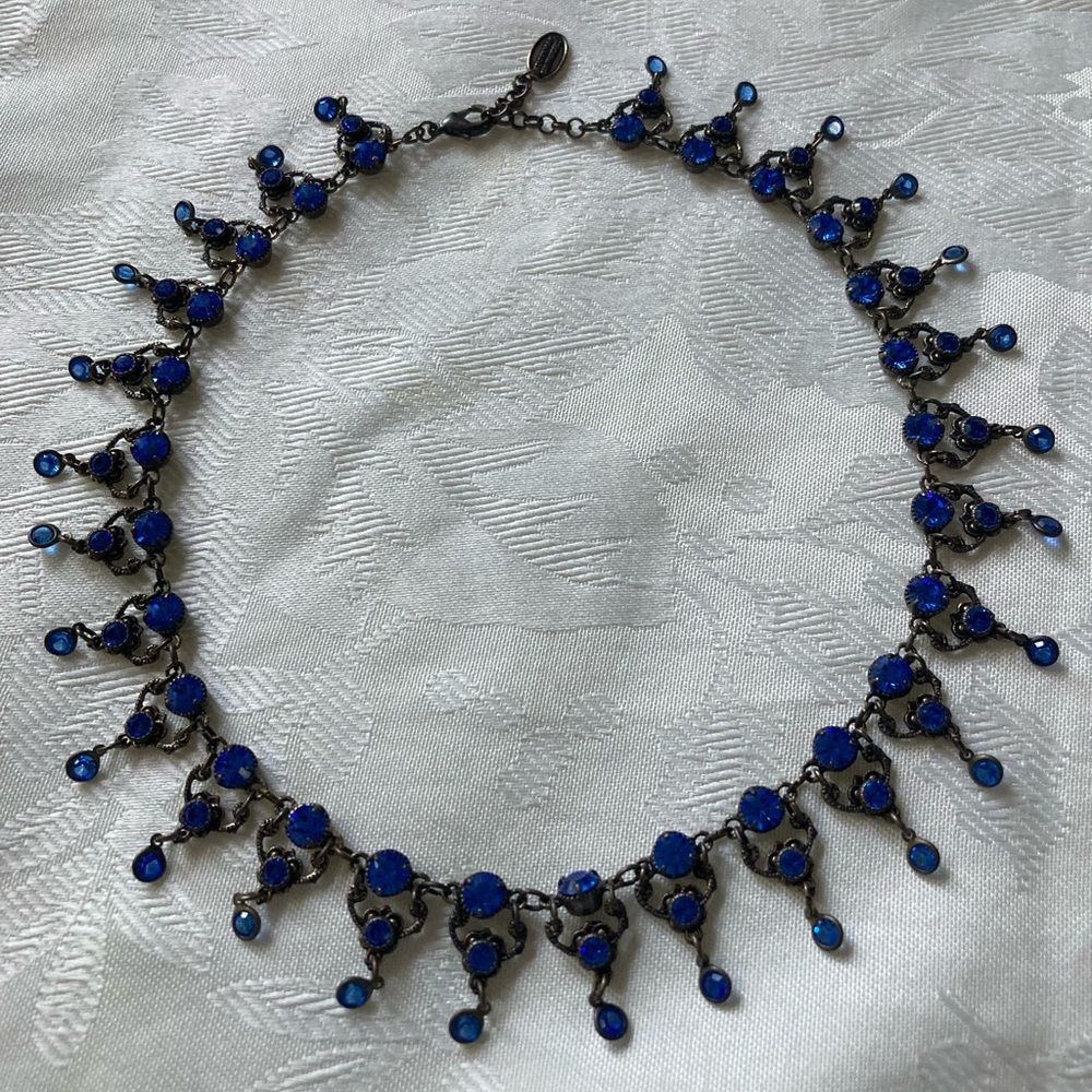 KENNY MA San Francisco Blue Sapphire Crystal Collar Necklace - Picture 5 of 11